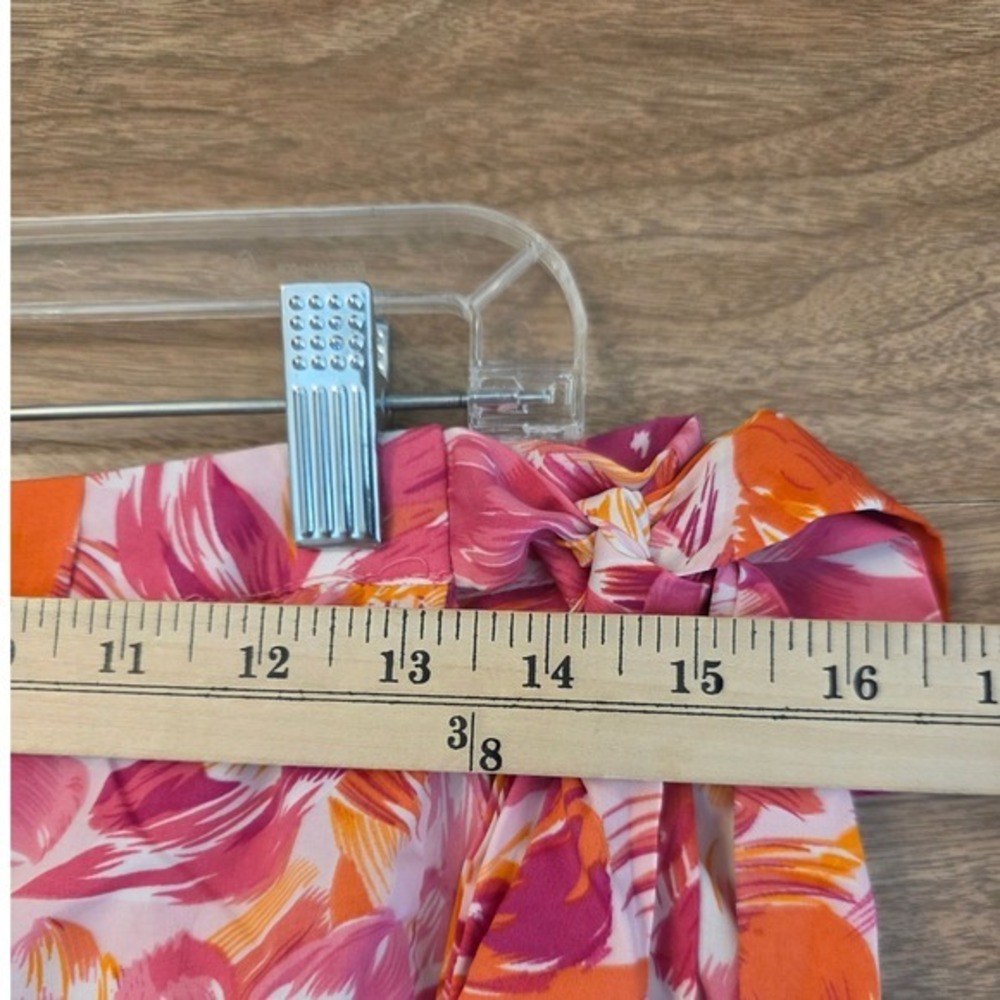 She + Sky Wrap Skirt XL Pink Orange Tropical Floral Ruffle Midi Garden Party - Picture 6 of 16